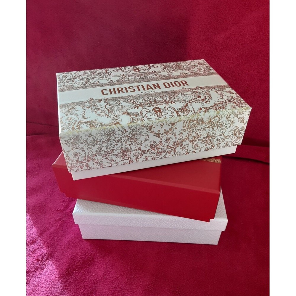 DIOR Set Of 3 Limited Edition Empty Gift Box 8.5"x5.5" In Red Gold White